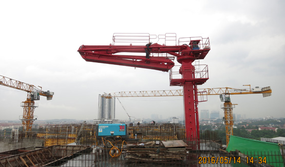 Elevator-Fixed Self-Climbing placing boom