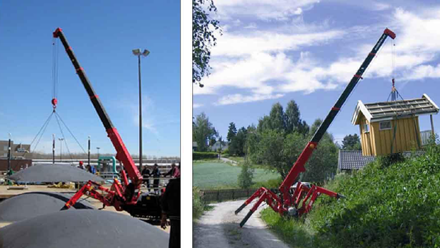 Spider crane for lifting operations in narrow spaces,such as disaster relief,building interior,roof,floating boat,street alley,etc.