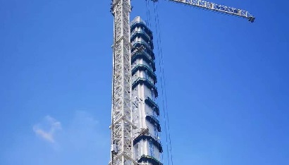 Industrial hoist in tower project